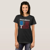 US Flag Pickleball Player Paddleball T-shirt (Voorkant volledig)