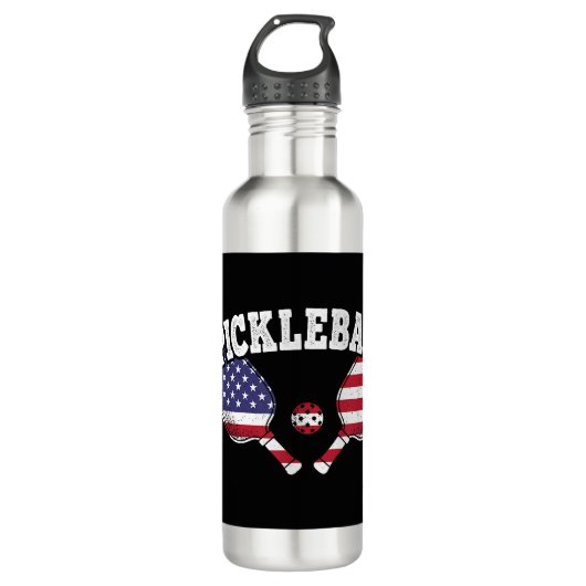 US Flag Pickleball Speler Pickle Ball Love Waterfles (Voorkant)