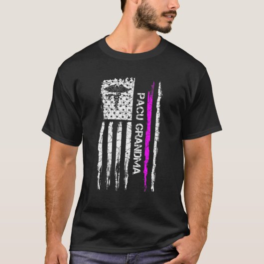 US Flag Proud PACU Post Anesthesia Care T-shirt (Voorkant)