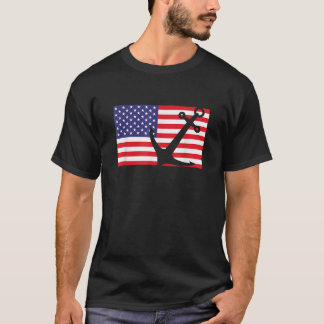 US Flag Sailing Anchor Patriot Kapitein Boot 4e va T-shirt