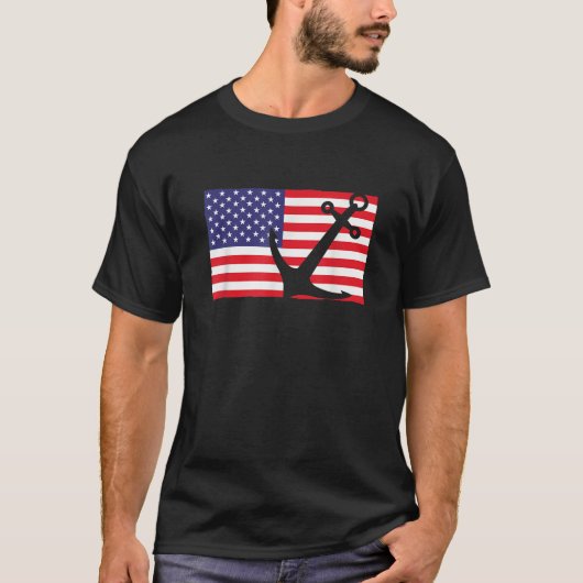 US Flag Sailing Anchor Patriot Kapitein Boot 4e va T-shirt (Voorkant)
