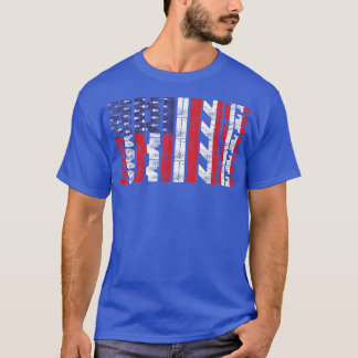 US Flag Skiing Word Art America Snow Ski Lover T-shirt