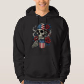 Us Flag Skull and Roses Coffee Hoodie Design (Voorkant)