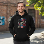 Us Flag Skull and Roses Coffee Hoodie Design