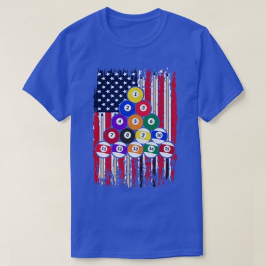 US Flag Snooker Player American Pool Billiard T-shirt (Design voorkant)