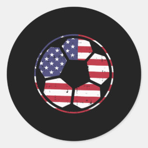 US Flag Soccer LL Voetbal 4 juli Patri Ronde Sticker