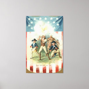 US Flag Spirit of 76 Soldier Drummer Boy Canvas Afdruk