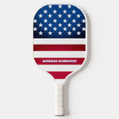US Flag Stars and Stripes Personalized Pickleball Paddle (Voorkant)