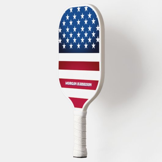 US Flag Stars and Stripes Personalized Pickleball Paddle (Links)