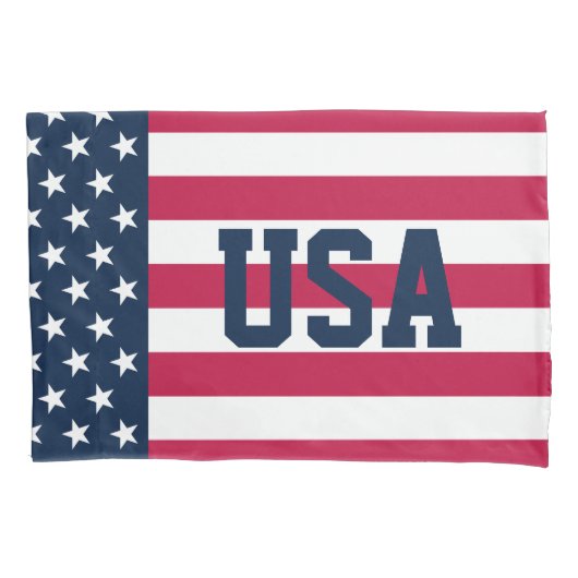 US Flag Stars and Stripes Pillow Hoesje Kussensloop (Voorkant-Links)