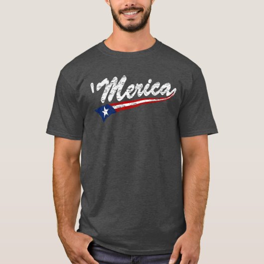 US Flag Style Swoosh "Merica (Distress) T-shirt (Voorkant)