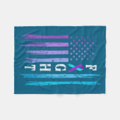 Us Flag Suicide Prevention Awareness Fight Wear Pu Fleece Deken (Voorkant (Horizontaal))