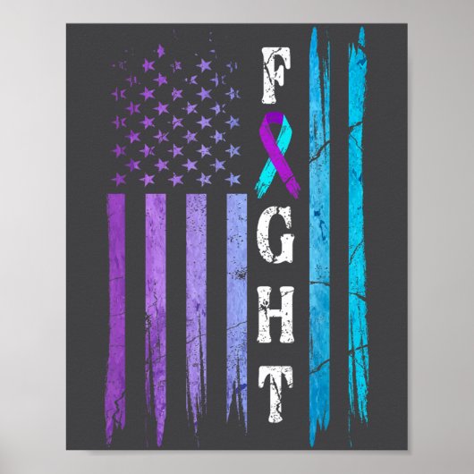 Us Flag Suicide Prevention Awareness Fight Wear Pu Poster (Voorkant)