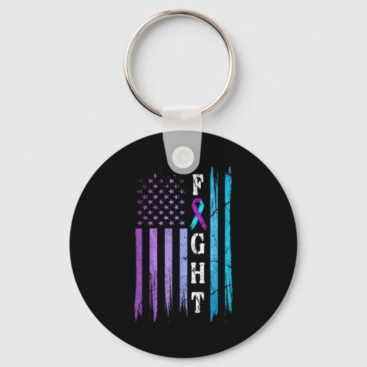 Us Flag Suicide Prevention Awareness Fight Wear Pu Sleutelhanger (Voorkant)