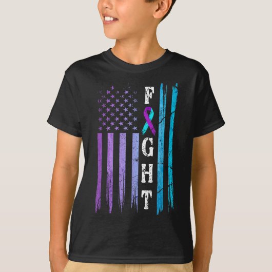 Us Flag Suicide Prevention Awareness Fight Wear Pu T-shirt (Voorkant)