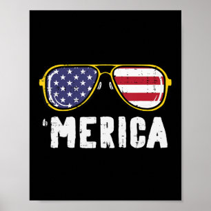 US Flag Sunglass Merica Memorial Day Patriot Manne Poster