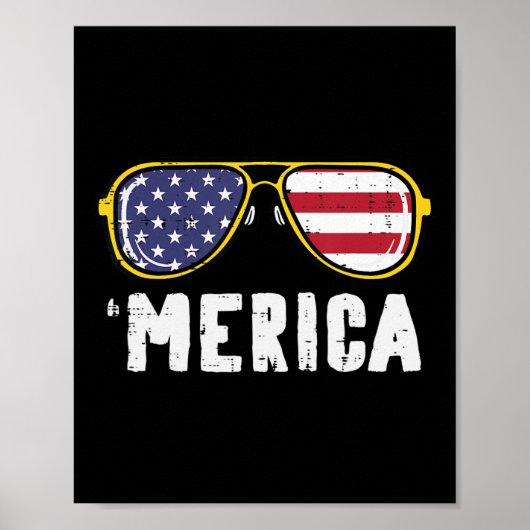 US Flag Sunglass Merica Memorial Day Patriot Manne Poster (Voorkant)