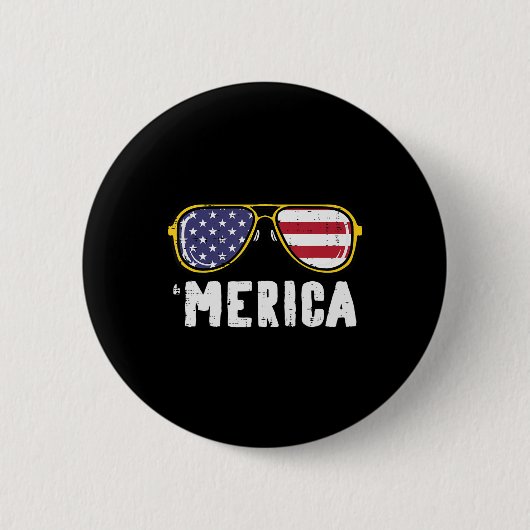 US Flag Sunglass Merica Memorial Day Patriot Manne Ronde Button 5,7 Cm (Voorkant)