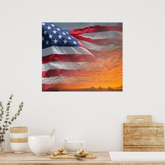 US Flag Sunrise Poster (Keuken)