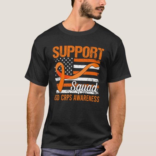 US Flag Support Squad RSD CRPS Awareness Oranje Ri T-shirt (Voorkant)