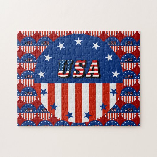 US Flag Text Circle Pattern 11 x 14 inch Legpuzzel (Horizontaal)