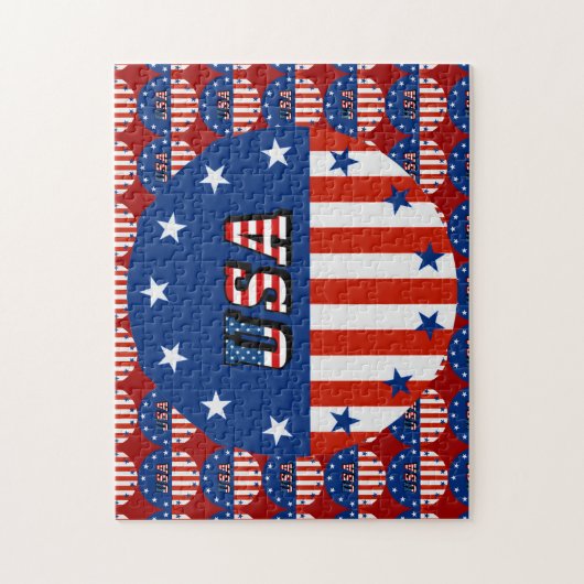 US Flag Text Circle Pattern 11 x 14 inch Legpuzzel (Verticaal)
