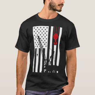 US Flag Thmed Crane Operator Mannen Vrouwen Kinder T-shirt