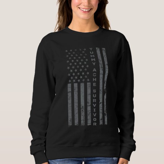 US Flag Tummy Ache Survivor Abdominal Ache Stomach Trui (Voorkant)