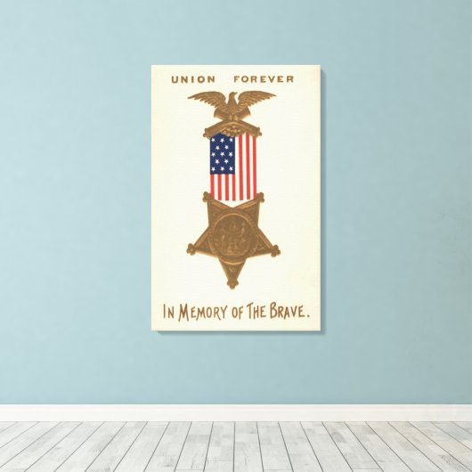 US Flag Union Civil War Medal Eagle Canvas Afdruk (Insitu (Houten vloer))
