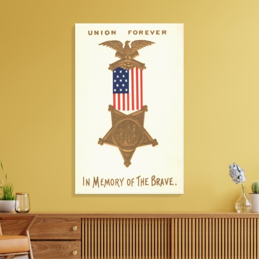 US Flag Union Civil War Medal Eagle Canvas Afdruk (Insitu (Woonkamer))