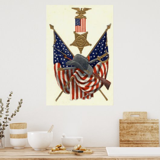 US Flag Union Civil War Medal Eagle Poster (Keuken)