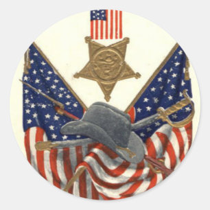 US Flag Union Civil War Medal Eagle Ronde Sticker