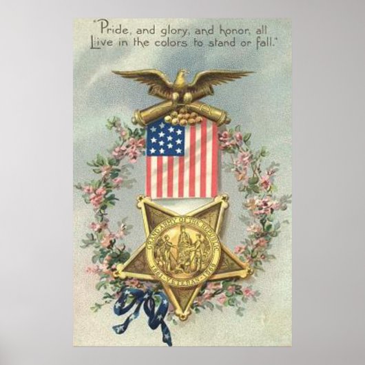 US Flag Union Civil War Medal Eagle Wreater Poster (Voorkant)