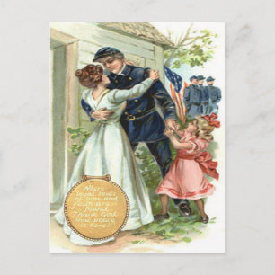US Flag Union Civil War Soldier Home Briefkaart