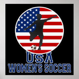 US Flag USA Women's Soccer Poster (groot)