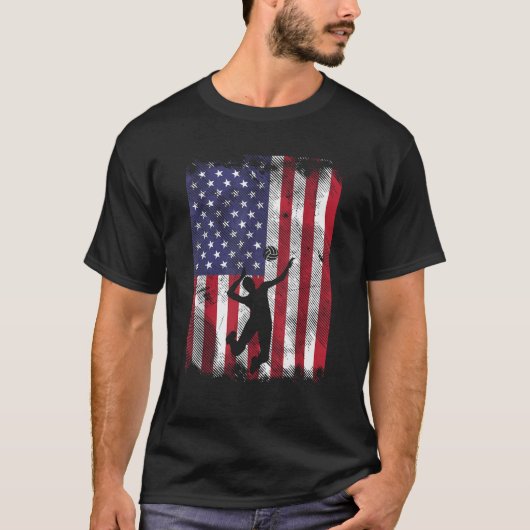 US Flag Volleyball Spiker Patriottische Mannen Wo T-shirt (Voorkant)