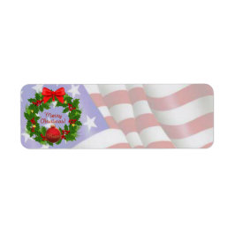 US Flag Vrolijk Kerstfeest Kaart Etiket
