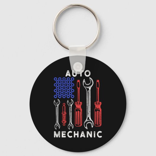 US Flag WFrench Scredriver Workshop Mechanic Gift Sleutelhanger (Voorkant)