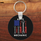 US Flag WFrench Scredriver Workshop Mechanic Gift Sleutelhanger (Voorkant)