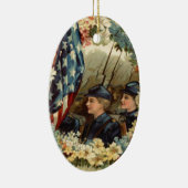 US Flag Wreated Parade Maart Burgeroorlog Keramisch Ornament (Rechts)