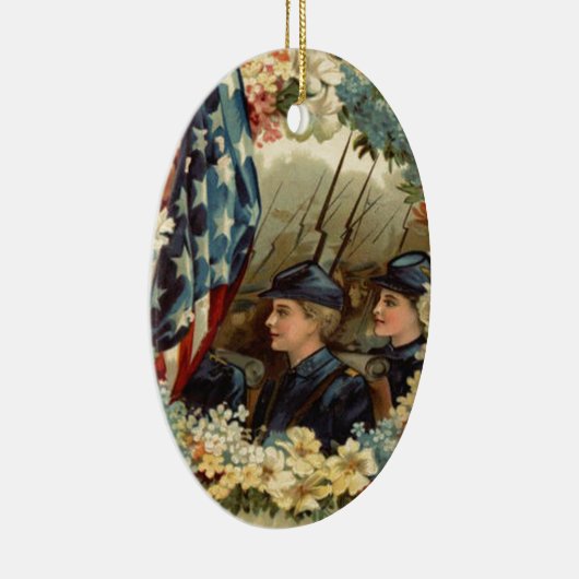 US Flag Wreated Parade Maart Burgeroorlog Keramisch Ornament (Rechts)
