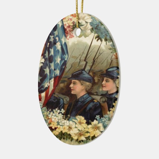 US Flag Wreated Parade Maart Burgeroorlog Keramisch Ornament (Links)