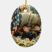 US Flag Wreated Parade Maart Burgeroorlog Keramisch Ornament (Voorkant)