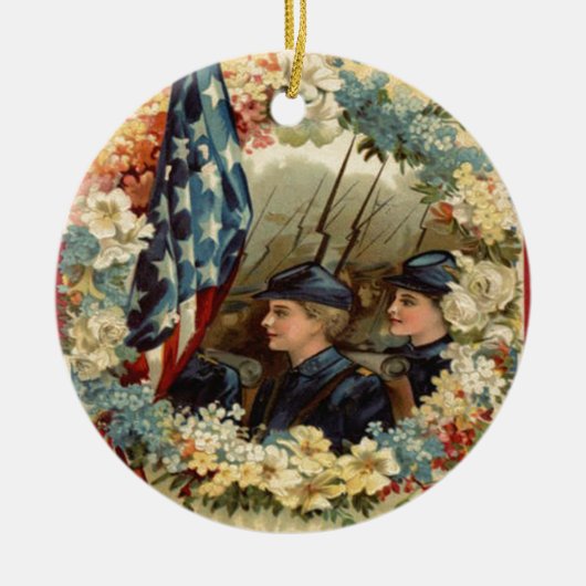 US Flag Wreated Parade Maart Burgeroorlog Keramisch Ornament (Voorkant)