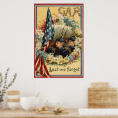 US Flag Wreated Parade Maart Burgeroorlog Poster (Keuken)