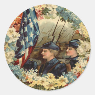 US Flag Wreated Parade Maart Burgeroorlog Ronde Sticker
