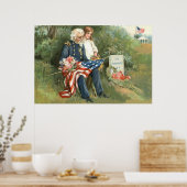 US Flag Wreath Cemetery Tombstone Flowers Poster (Keuken)