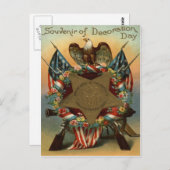 US Flag Wreath Eagle Pistool Flowers Briefkaart (Voorkant / Achterkant)