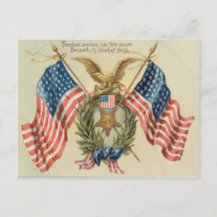 US Flag Wreath Medal Eagle Briefkaart