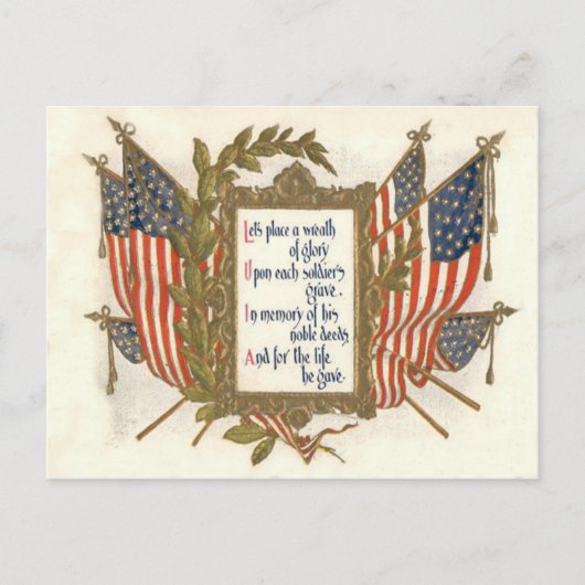 US Flag Wreatorial Day Briefkaart (Voorkant)